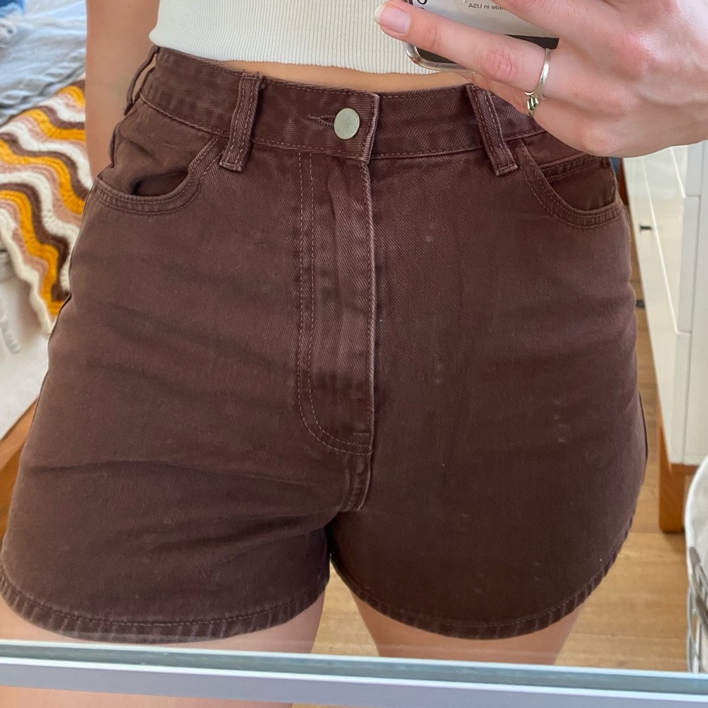 zulu and zephyr brown jean shorts